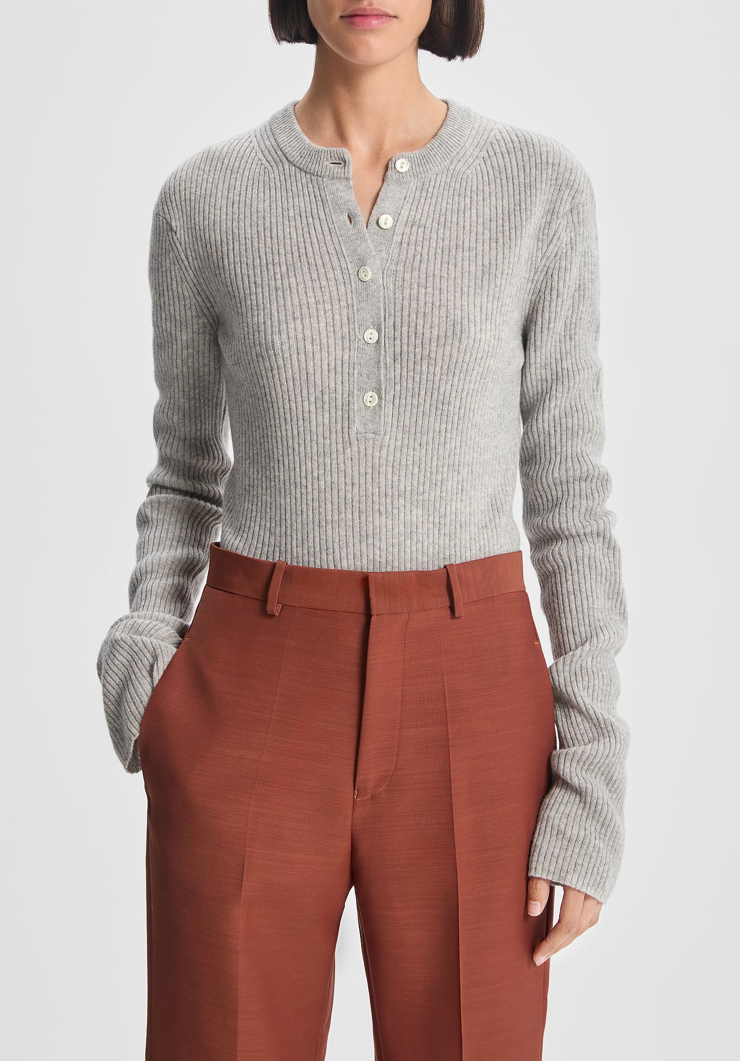 Cashmere Rib Button-up
