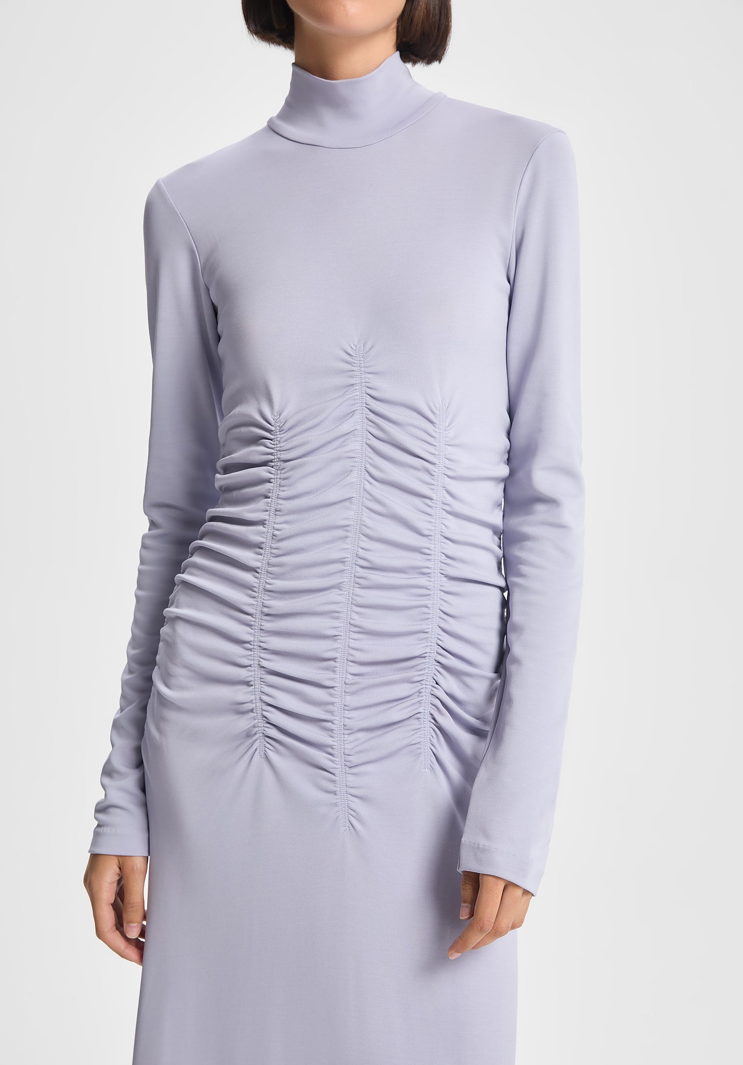 High Neck Ruche Dress