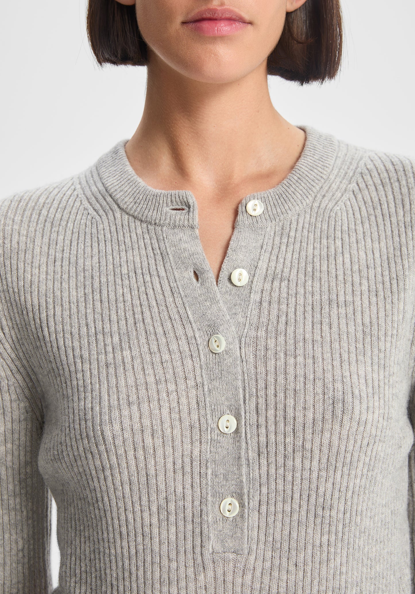 Cashmere Rib Button-up